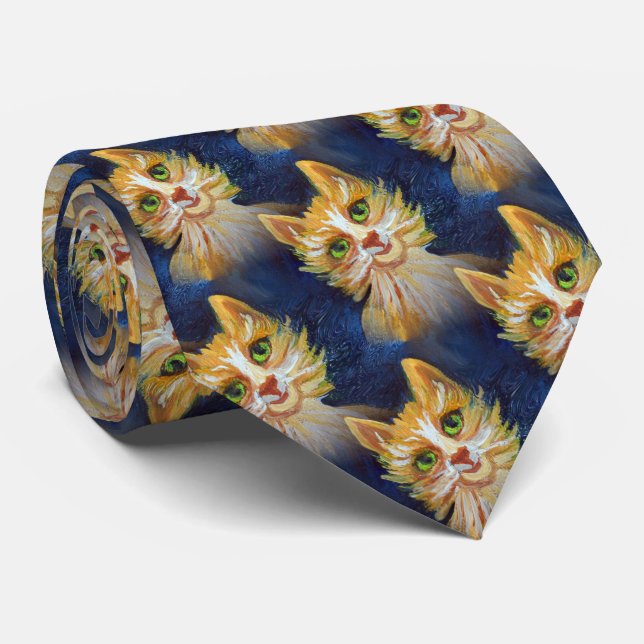Cute Cat  Tie (Rolled)