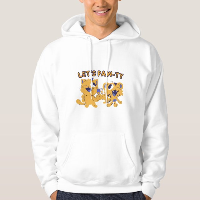 Cute Cat & Tiger Celebrating New Year Hoodie (Front)