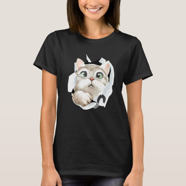 Cute Cat Torn Cloth   Cat T-Shirt (Front)