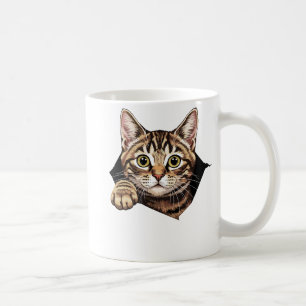 Cute cat torn the fabric cat tearing coffee mug