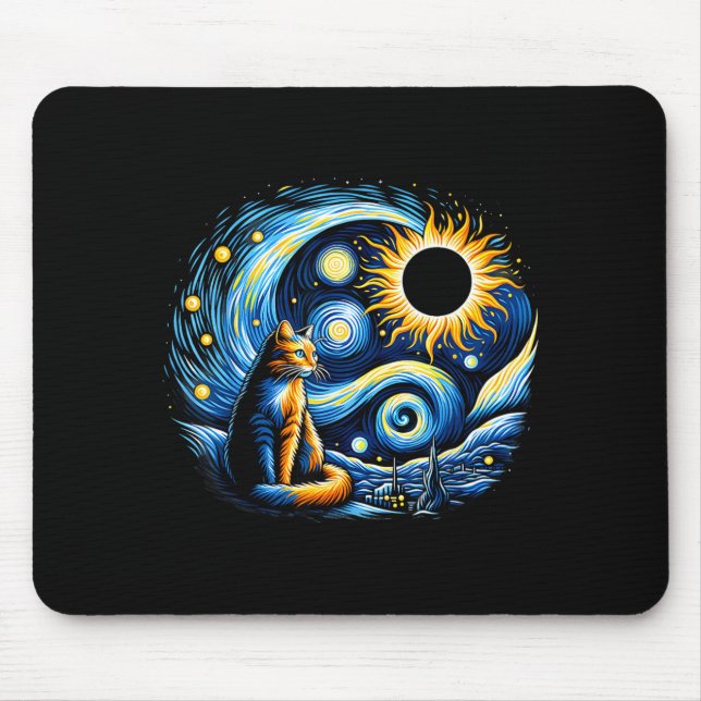 Cute Cat Total Solar Eclipse 4 Mouse Mat (Front)
