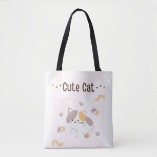 Cute Cat Tote Bag Kawaii Cat Canvas Bag