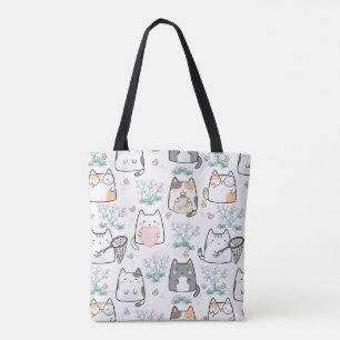 Cute Cat Tote Bag – Playful Kittens with Nature