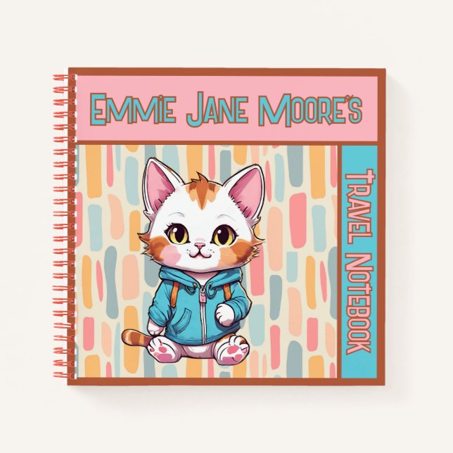 Cute Cat Travel Journal Notebook For Kids (Front)
