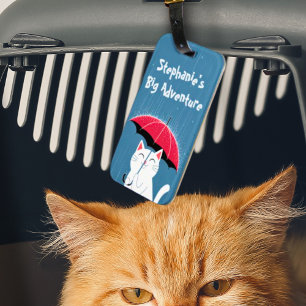 Cute Cat Travel with Contact Details Luggage Tag