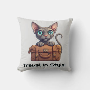 Cute Cat Traveller – Gift for Cat Lovers Cushion