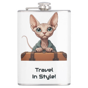 Cute Cat Traveller – Gift for Cat Lovers Hip Flask