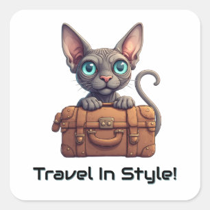 Cute Cat Traveller – Gift for Cat Lovers Square Sticker