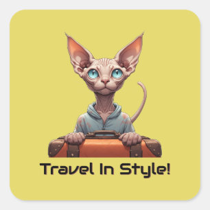 Cute Cat Traveller – Gift for Cat Lovers Square Sticker