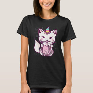 Cute Cat Unicorn Drinking Bubble Tea T-Shirt