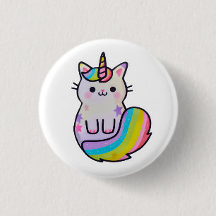 Cute cat unicorn rainbow 3 cm round badge