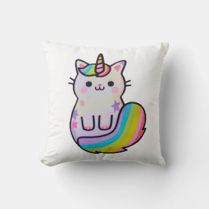 Cute cat unicorn rainbow cushion