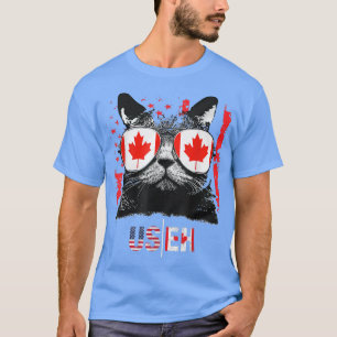 Cute Cat US EH Canada Day American Canadian Cat Lo T-Shirt