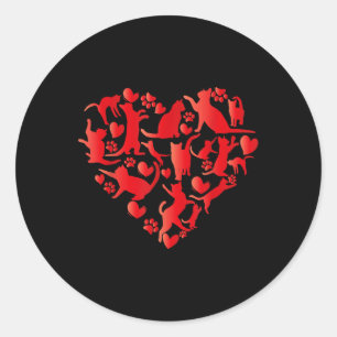 Cute Cat Valentines Day Cat Love Heart Happy Meowe Classic Round Sticker