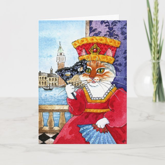 Cute Cat Valentines Day or Carnival card (Front)