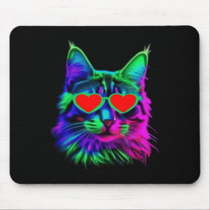 Cute Cat Valentines Day Sungles Heart Kitty Love K Mouse Mat