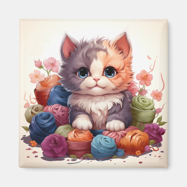 Cute cat vintage magnet (Front)