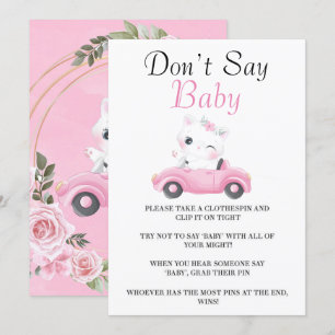 Cute Cat Vintage Pink Car Don’t Say Baby Cards