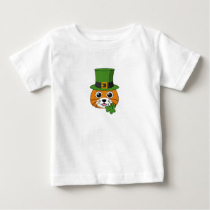 Cute Cat w Green Hat and Shamrock St Patrick's Day Baby T-Shirt