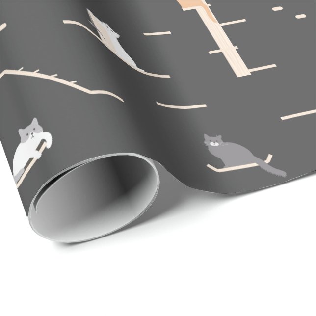 Cute Cat Wall Furniture Birthday Wrapping Paper (Roll Corner)