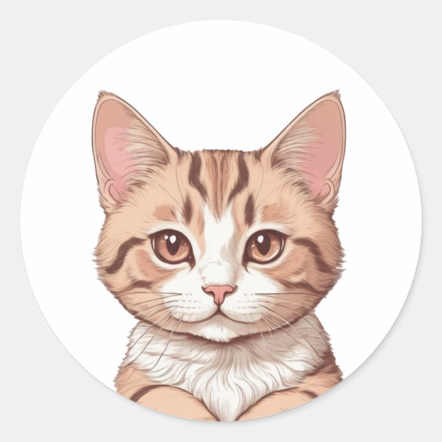 cute cat water colour art sticker (Front)