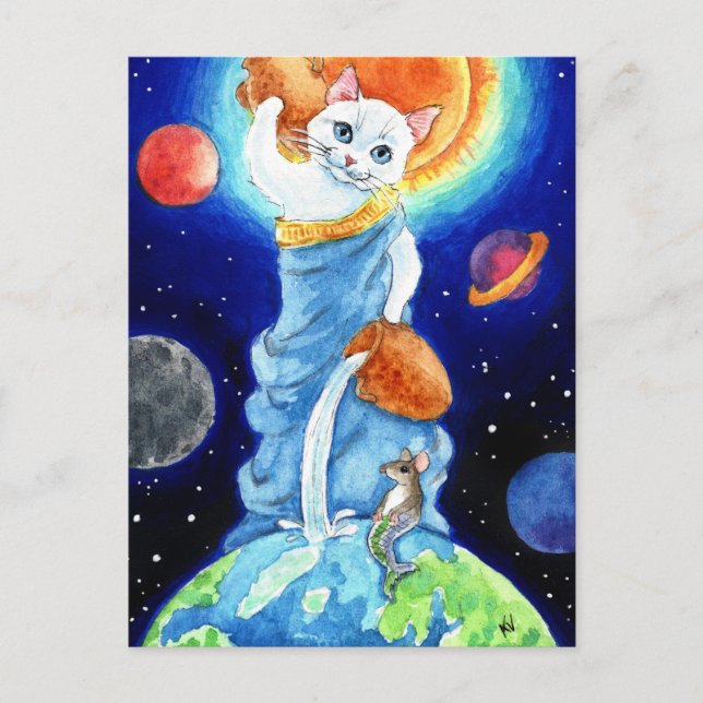 Cute Cat Water Goddess Amphitrite postcard (Front)
