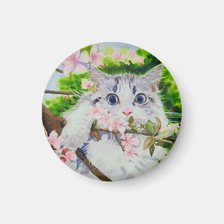 Cute cat watercolor painting magnet