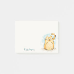 Cute Cat Watercolor Personalised Post-it Notes