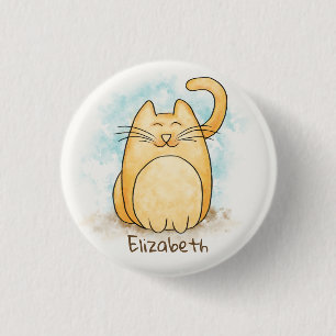 Cute Cat Watercolor Personalize 3 Cm Round Badge