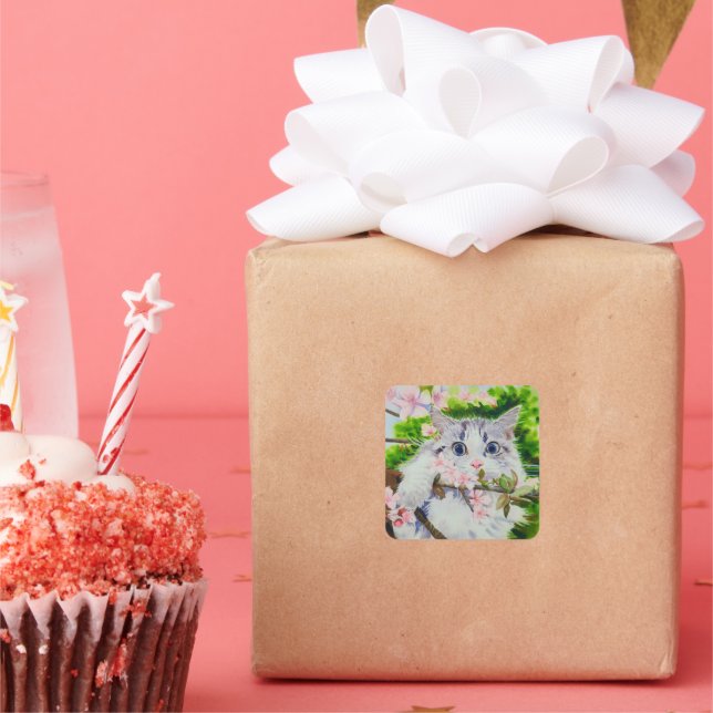 Cute cat watercolor sticker (Party)