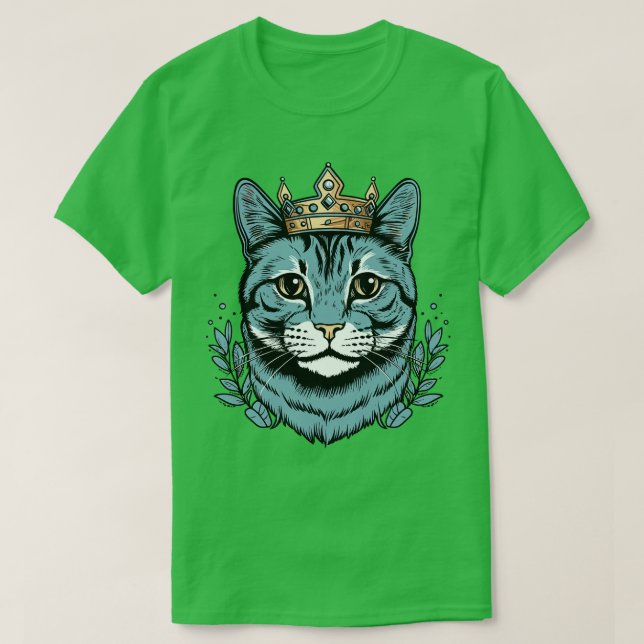 Cute cat wearing a crown vector style T-Shirt (Design Front)