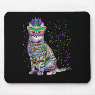 Cute Cat Wearing Carnival Mask Mardi Gras Cat Love Mouse Mat