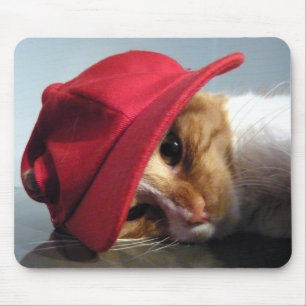 Cute Cat Wearing Red Cap Mousepad
