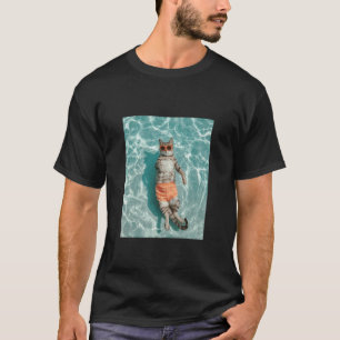 Cute Cat wearing Sun Glasses and Swimming in a Poo T-Shirt