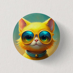 Cute cat wearing sunglasses 3 cm round badge