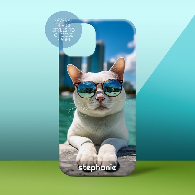 Cute Cat Wearing Sunglasses in Miami Sun Case-Mate iPhone Case (Personalized Phone Case)