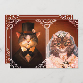Cute cat wedding couple invitation