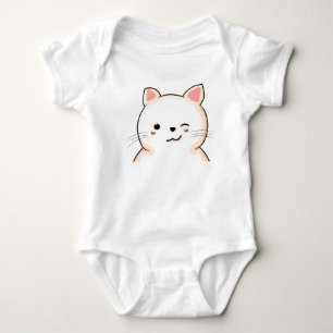 Cute Cat whiskers Wink White Cat Pet Owner Baby Bodysuit