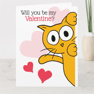 Cute Cat Will You Be My Valentine Greeting Card
