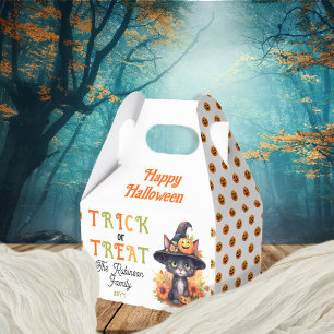 Cute Cat Witch Hat Trick or Treat Halloween Favour Box