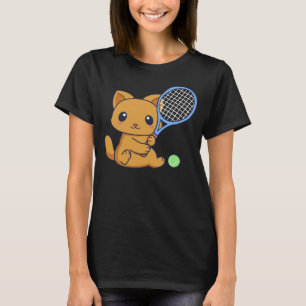 Cute Cat With A Tennis Raquet And Tennis Ball Cat T-Shirt