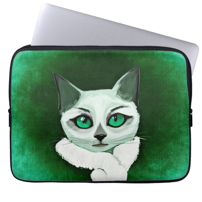 Cute cat with attitude laptop sleeve (Front)