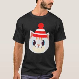 Cute Cat With Beanie Beany Warm Wool Hat Winter Sn T-Shirt