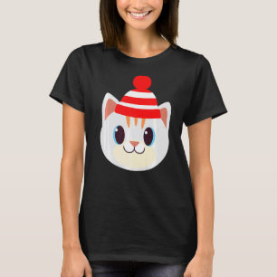 Cute Cat With Beanie Beany Warm Wool Hat Winter Sn T-Shirt
