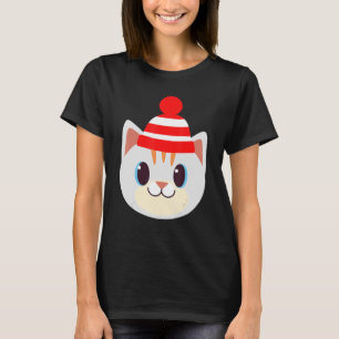Cute Cat With Beanie Beany Warm Wool Hat Winter Sn T-Shirt