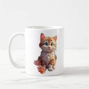 Cute Cat With Beautiful Flowers Coffee Mug