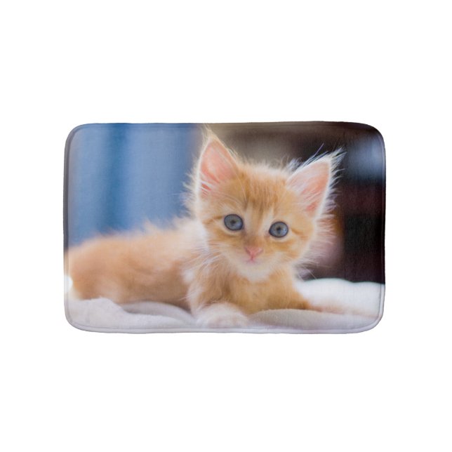 Cute Cat With Blue Eyes Bath Mat (Front)