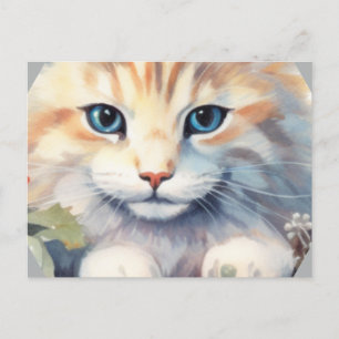 Cute cat with blue eyes postcard