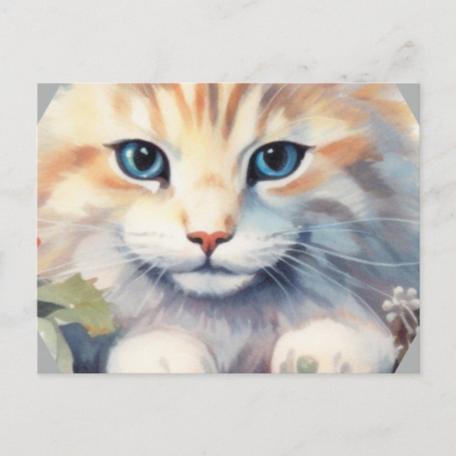 Cute cat with blue eyes postcard (Front)