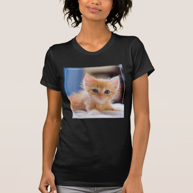 Cute Cat With Blue Eyes T-Shirt (Front)
